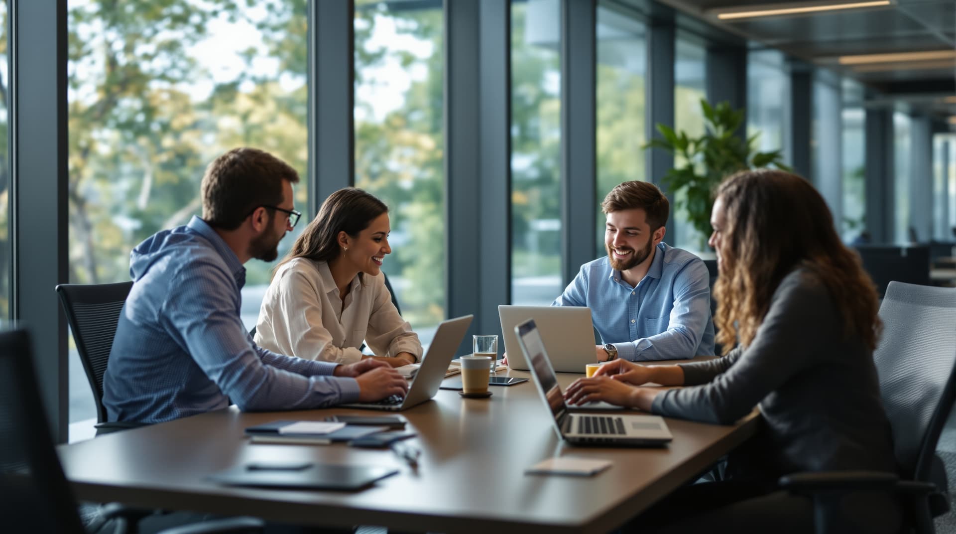 Island Tech Services engineers reviewing client network in Long Island office